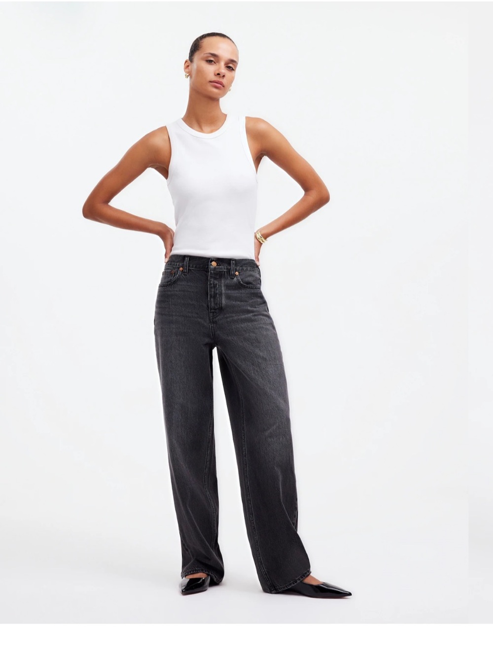 Madewell Low Slung Baggy Jeans Kingswood Wash Black OverSized Jeans
